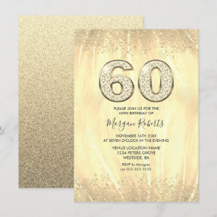 Invitation Elégant Gold Mens ou Womans 60e anniversaire fête