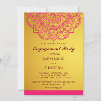 Invitation Élégant Gold Paisley Indian Engagement Party