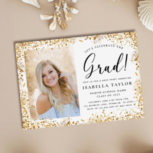 Invitation Elégant Gold Parties scintillant Graduation Party