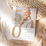 Invitation Elégant Gold Photo 50e anniversaire<br><div class="desc">Elégant Gold Photo 50th Birthday Invitation</div>