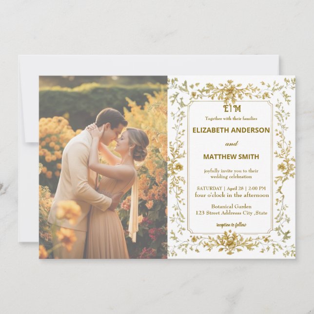 Invitation Elegant Gold Rustic Country Overlay mariage photo (Devant)