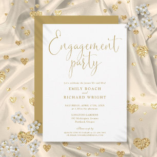 Invitation Elegant Gold Script Engagement Party