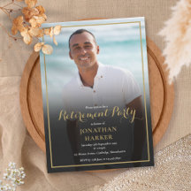 Elégant Gold Script Retraite Party Photo