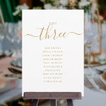 Invitation Élégant Gold Script Tableau Numéro 3 Tableau de si<br><div class="desc">Ces élégantes cartes à cartes à deux côtés de table numéro 3 en or et blanc sont parfaites pour toutes les célébrations. Conçu par Thisisnotme©</div>