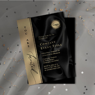 Invitation Élégant Gold Script Vous êtes Invité Logo de l'ent