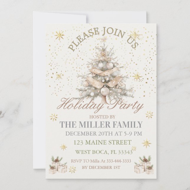 Invitation Elegant  Gold&Silver Holiday Party  (Devant)