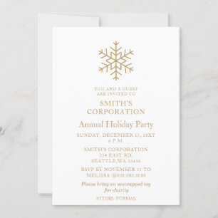 Invitation Elégant Gold Snowflakes Corporate Holiday Party