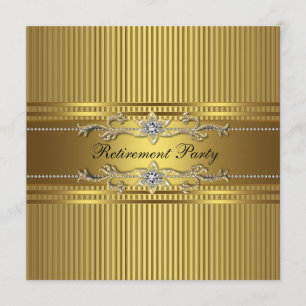 Invitation Élégant Gold Stripe Retraite Party
