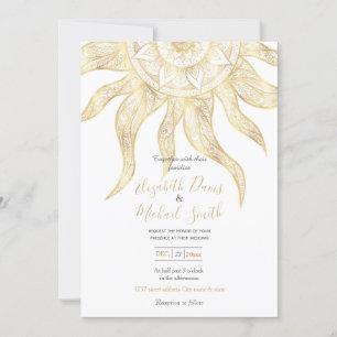 Invitation Elégant Gold Sun Mandala Design
