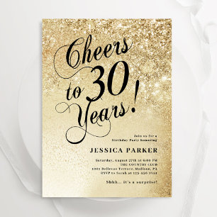 Invitation Elegant Gold Surprise 30e anniversaire