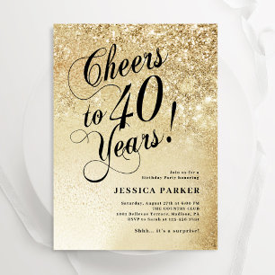 Invitation Elegant Gold Surprise 40e anniversaire