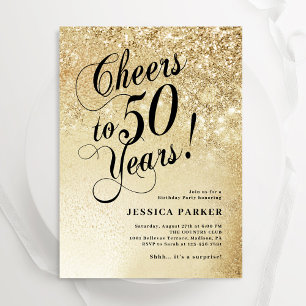 Invitation Elegant Gold Surprise 50e anniversaire