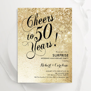 Invitation Elégant Gold Surprise 50e anniversaire