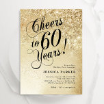 Invitation Elegant Gold Surprise 60e anniversaire<br><div class="desc">Elégante surprise 60e anniversaire invitation de fête. Design élégant en parties scintillant d'or et de noir. Caractéristiques police de script de typographie et confetti. Parfait pour une célébration anniversaire féminine élégante. Personnalisez avec vos propres détails. Message-moi si vous avez besoin d'âge personnalisé. Invitations Zazzle imprimées ou téléchargement instantané modèle imprimable...</div>