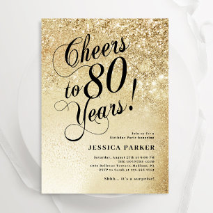 Invitation Elegant Gold Surprise 80e anniversaire
