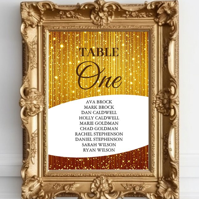 Invitation Élégant Gold Table Numéro 1 Tableau de sièges (Créateur téléchargé)