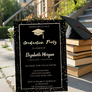 Invitation Elégant Gold Tiara Parties scintillant Diplôme, Co