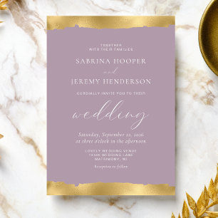 Invitation Elégant Gold Torn Edge Dusty Lavender Mariage