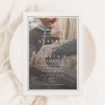 Invitation Elegant Gold Transparent Mariage photo<br><div class="desc">Ce Faire-part de mariage classique Elegant Gold Photo est simple et polyvalent. Il présente un design chic blanc et noir avec une photo arrière - plan douce, monogramme, cadre or simple et texte modifiable en forme sur le devant. L'arrière comporte une photo verticale en couleur. Cliquez sur le bouton Modifier...</div>