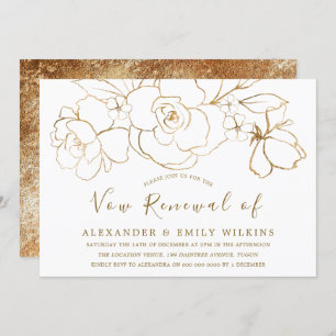 Invitation Elégant Gold Vow Renewal 50e anniversaire Mariage