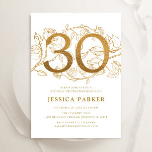 Invitation Elégant Gold White 30e anniversaire