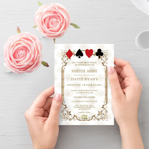 Invitation Elegant Gold White Casino Las Vegas Poker Mariage
