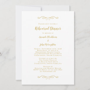 Invitation Élégant Gold & White Chic Mariage Dîner de répétit