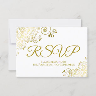 Invitation Elegant Gold & White Wedding RSVP Téléchargeable