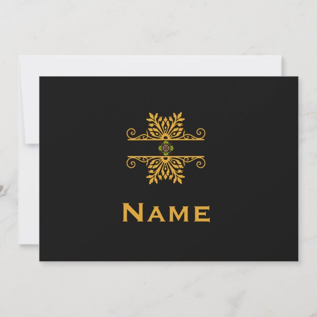 Invitation Elegant Golden Floral Ornament Baroque Style (Devant)