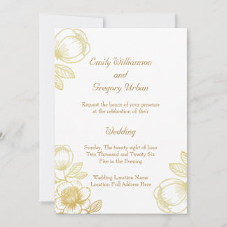 Invitation Elegant Golden Flowers Wedding