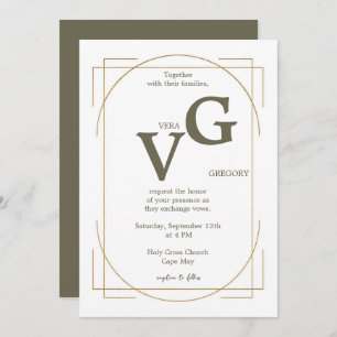Invitation Elégant Golden Lines Moderne Luxueux Mariage
