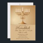 Invitation Elégant Golden Menorah Hanoukka Party<br><div class="desc">Conception de la fête Hanoukka avec une menorah d'or.</div>