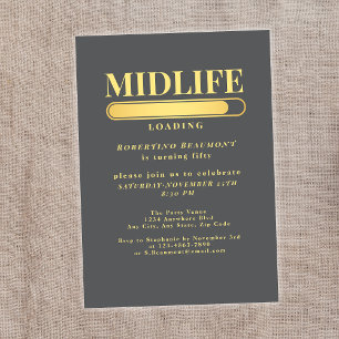 Invitation Elégant Golden Midlife Loading Bar 50e anniversair