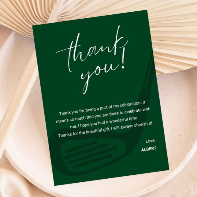 Invitation Elegant Golf Theme Appreciation Thank You Card (golf thank you card, golf birthday thank you, golf party thank you, golf theme card, golf appreciati)