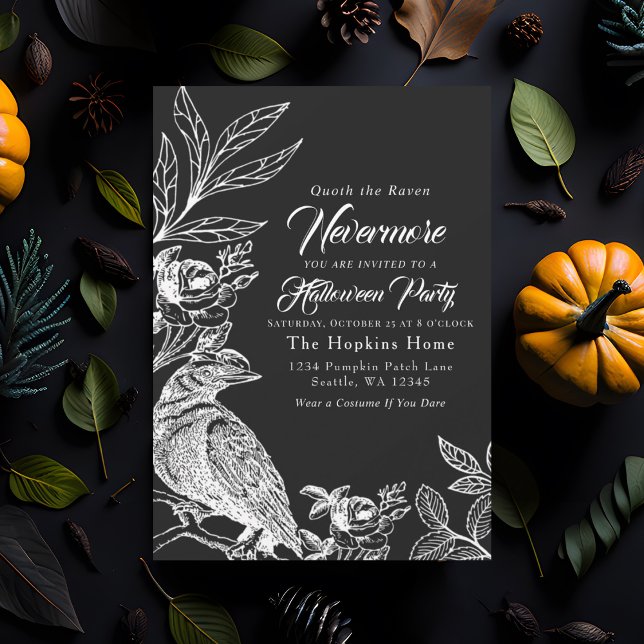 Invitation Élégant Gothique Nevermore Raven Halloween Party (Créateur téléchargé)