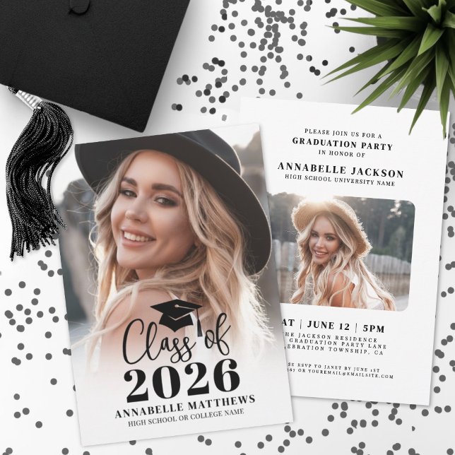 Invitation Elegant Graduate Photo Graduation Party (Elegant Graduate Photo Graduation Party Invitation)
