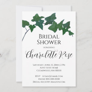 Invitation Elégant Green Anglais Ivy Bridal douche