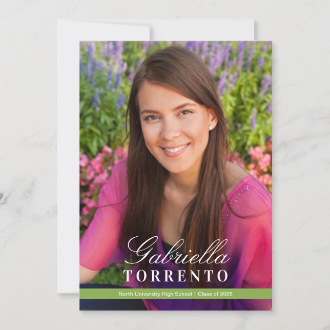 Invitation Élégant Green Custom Photo Party Graduation (Devant)