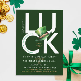 Invitation Elégant Green St Patrick Leprechaun Casquette Part