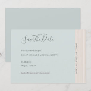 Invitation Élégant Gris De Sage Bleu Enregistrer La Date Mari