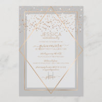 Elégant Gris Or Confetti Frontière Quinceañera