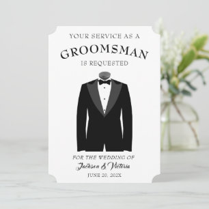 Invitation Élégant Groomsman Tuxedo