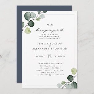 Invitation Elégant groupe d'engagement Eucalyptus Green
