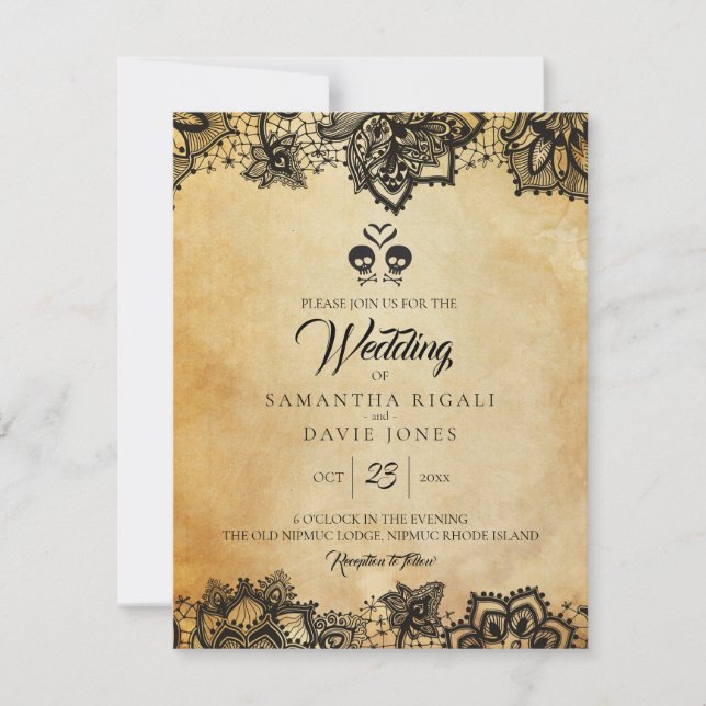 Invitation Élégant Halloween crâne thème budget Mariage (Devant)