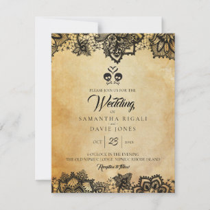 Invitation Élégant Halloween crâne thème budget Mariage