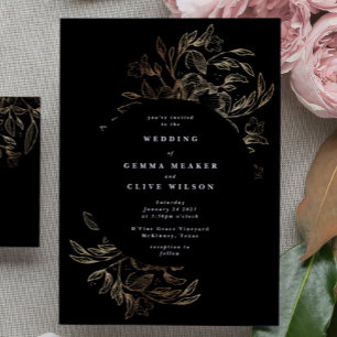 Invitation Elegant Hand Drawn Botanical Wedding