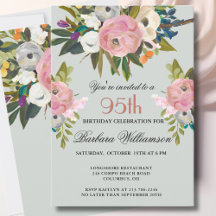 Elegant Handpainted Floral 95th Birthday Party