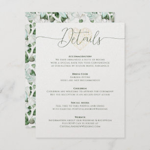 Invitation Elegant Heart Eucalyptus Foliage Détails du Mariag