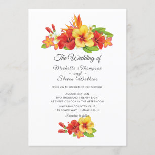 Invitation Élégant Hibiscus Mariage floral tropical