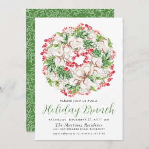 Invitation Elégant hiver Aquarelle Wreath Holiday Brunch